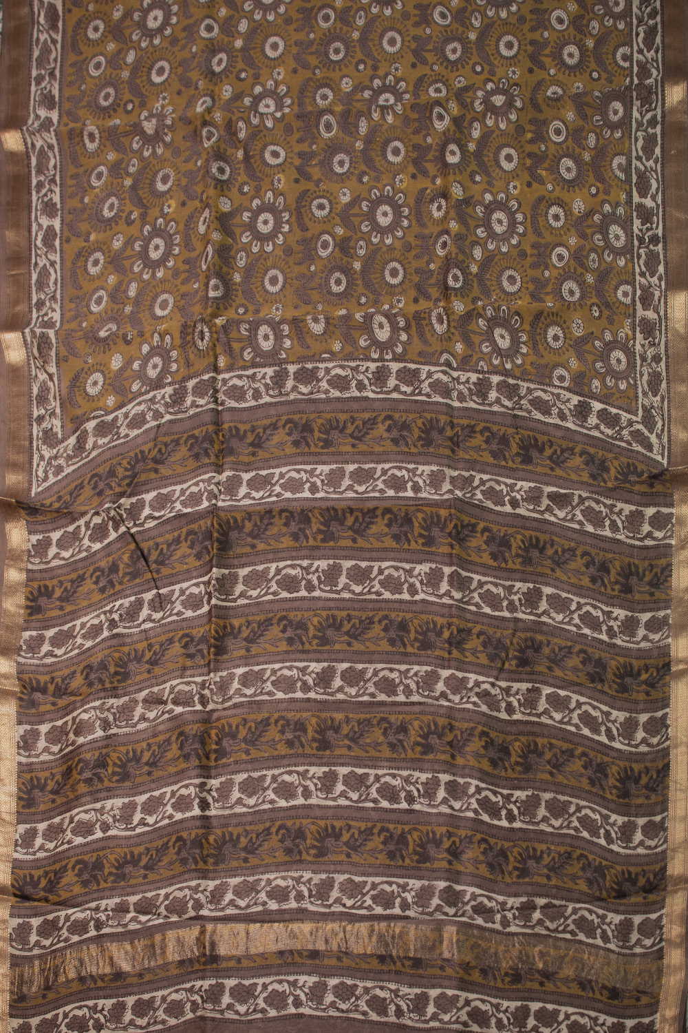 Rust Yellow Maheshwari Silk Cotton saree - Image 2