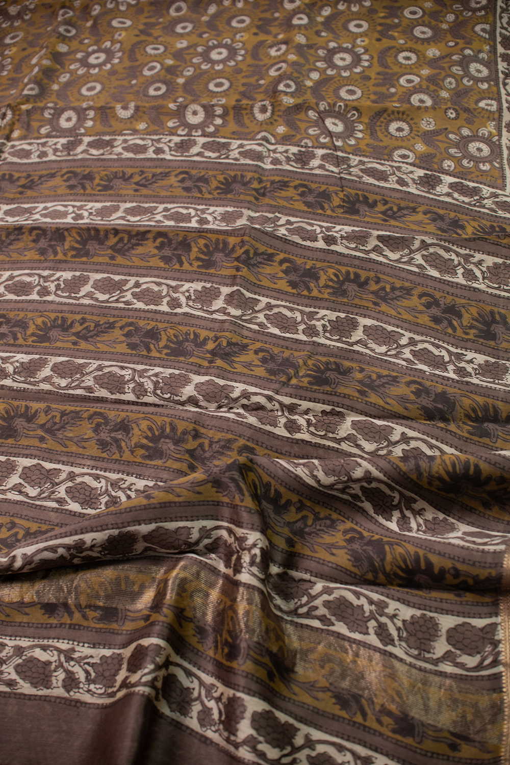 Rust Yellow Maheshwari Silk Cotton saree - Image 3