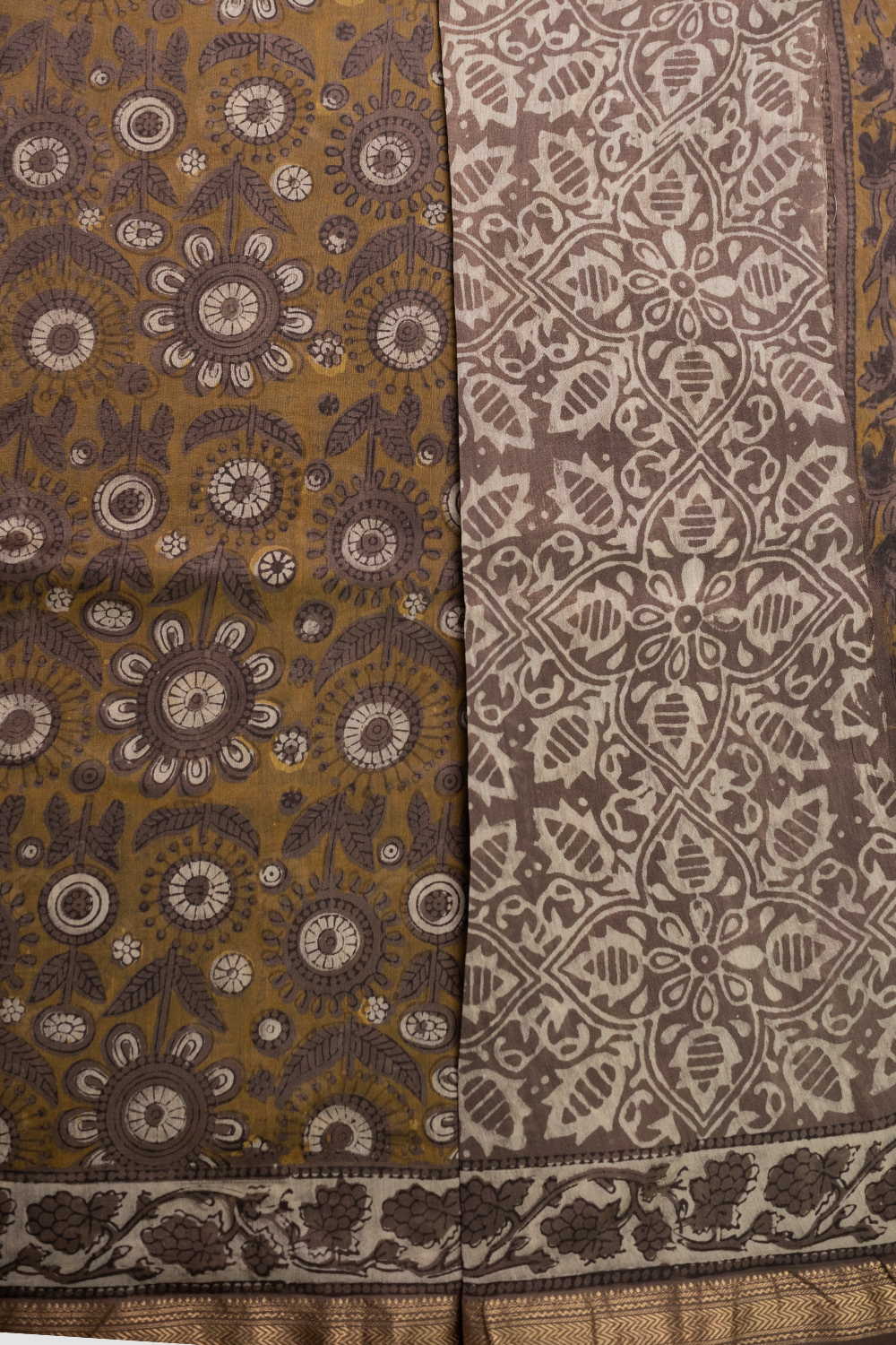 Rust Yellow Maheshwari Silk Cotton saree - Image 4