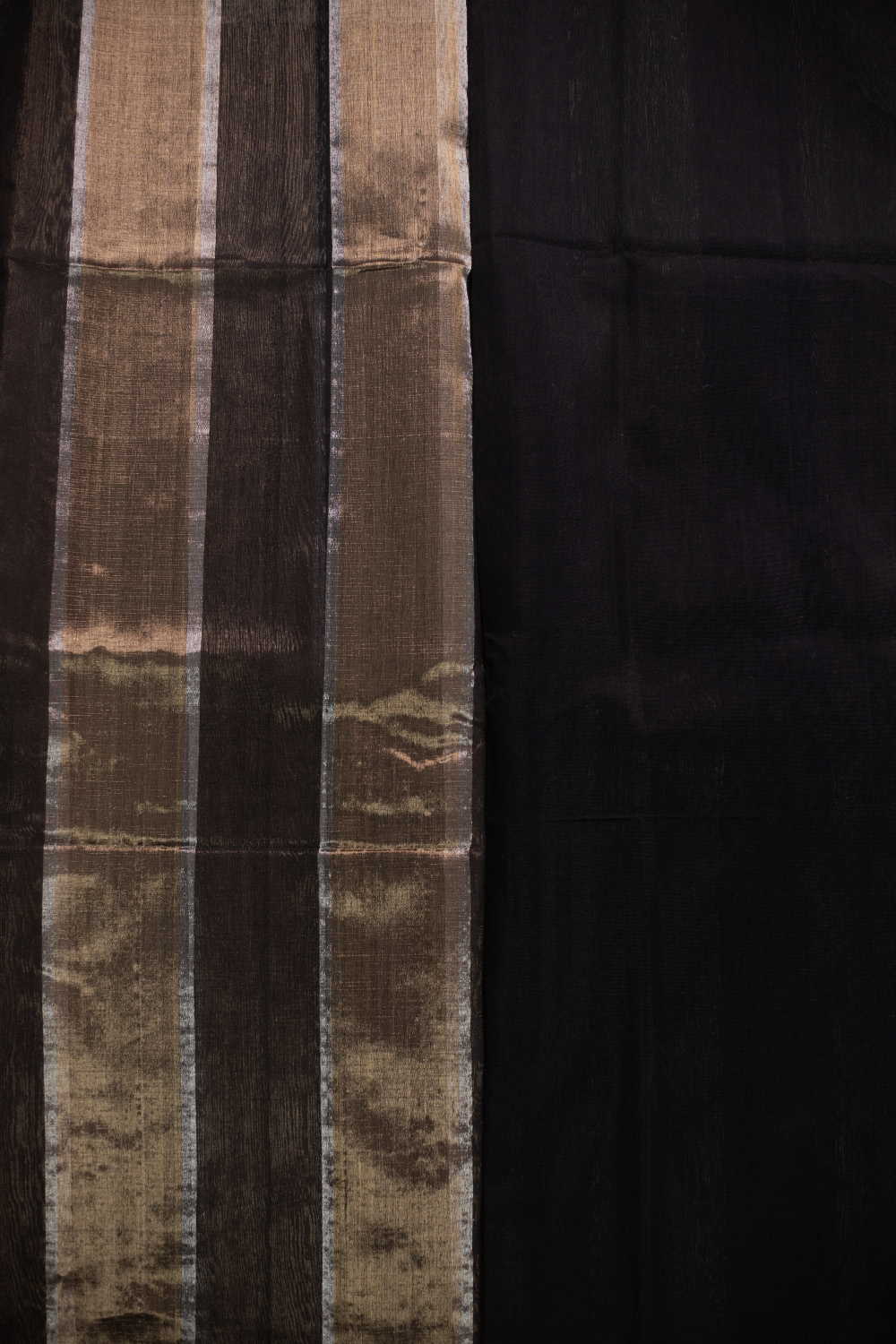 Black & Bronze Symphony Maheshwari Silk Cotton saree - Image 4