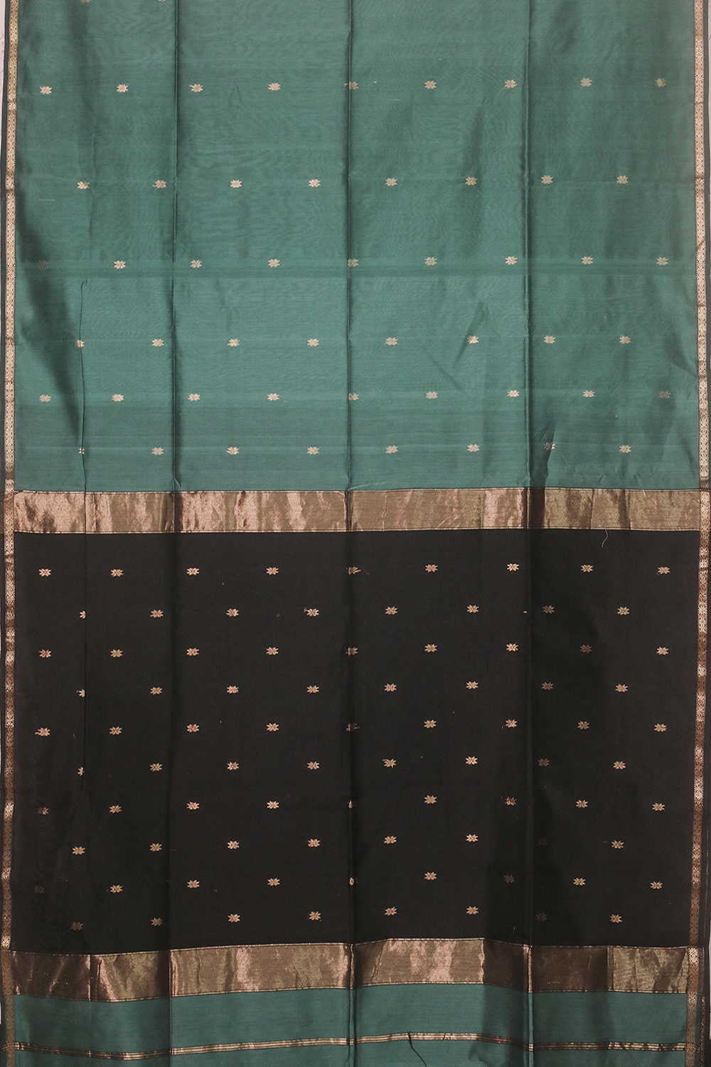 Sage Green with Zari Butta Maheshwari Silk Cotton saree - Image 2