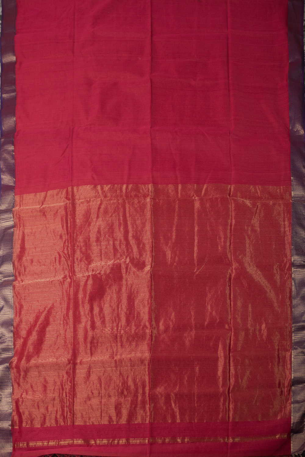 Pink with Purple Zari Border Maheshwari Silk Cotton saree - Image 2