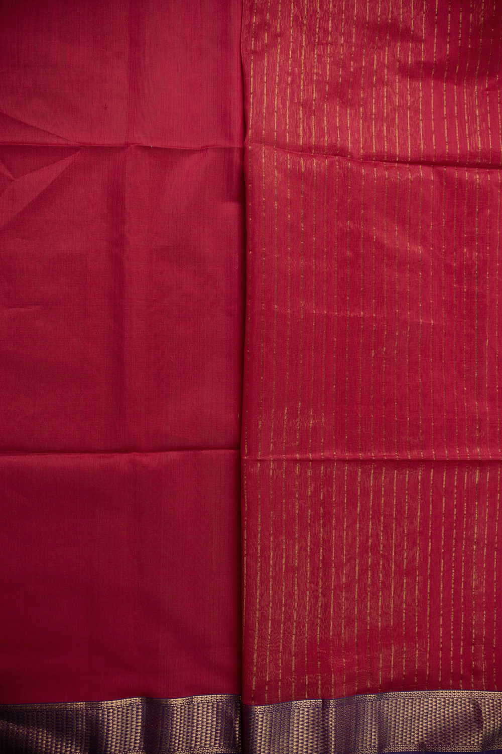 Pink with Purple Zari Border Maheshwari Silk Cotton saree - Image 4