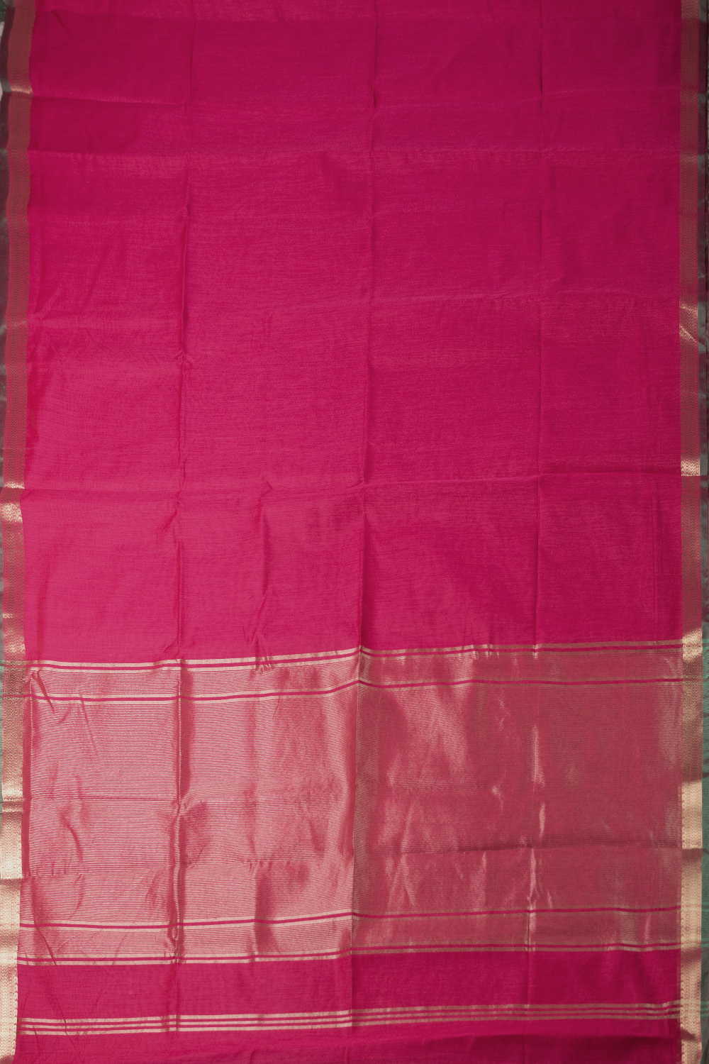 Zari Border - Plain Pink Maheshwari Silk Cotton saree - Image 2