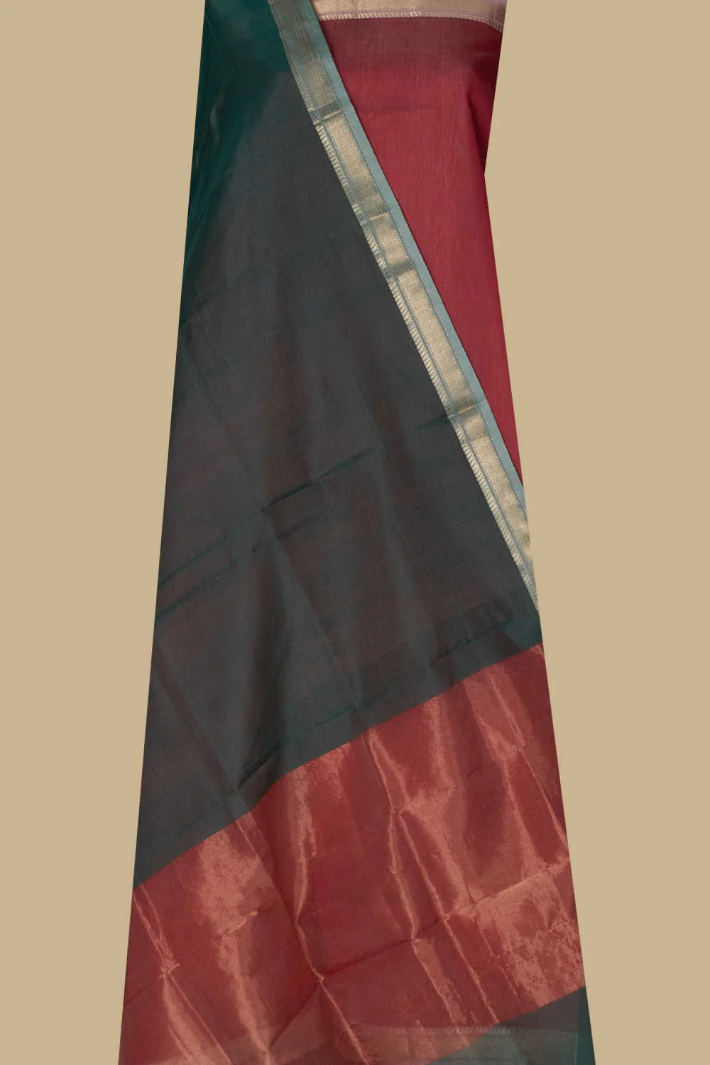 Reddish Pink Maheshwari Silk Cotton Full Suit - Image 2