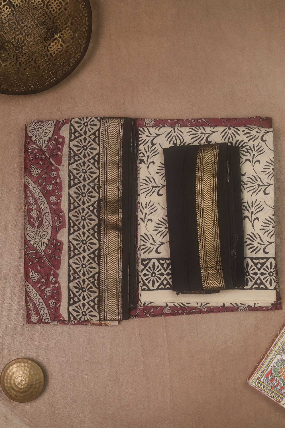 Paisley Floral Maheshwari Silk Cotton Suit - Image 2