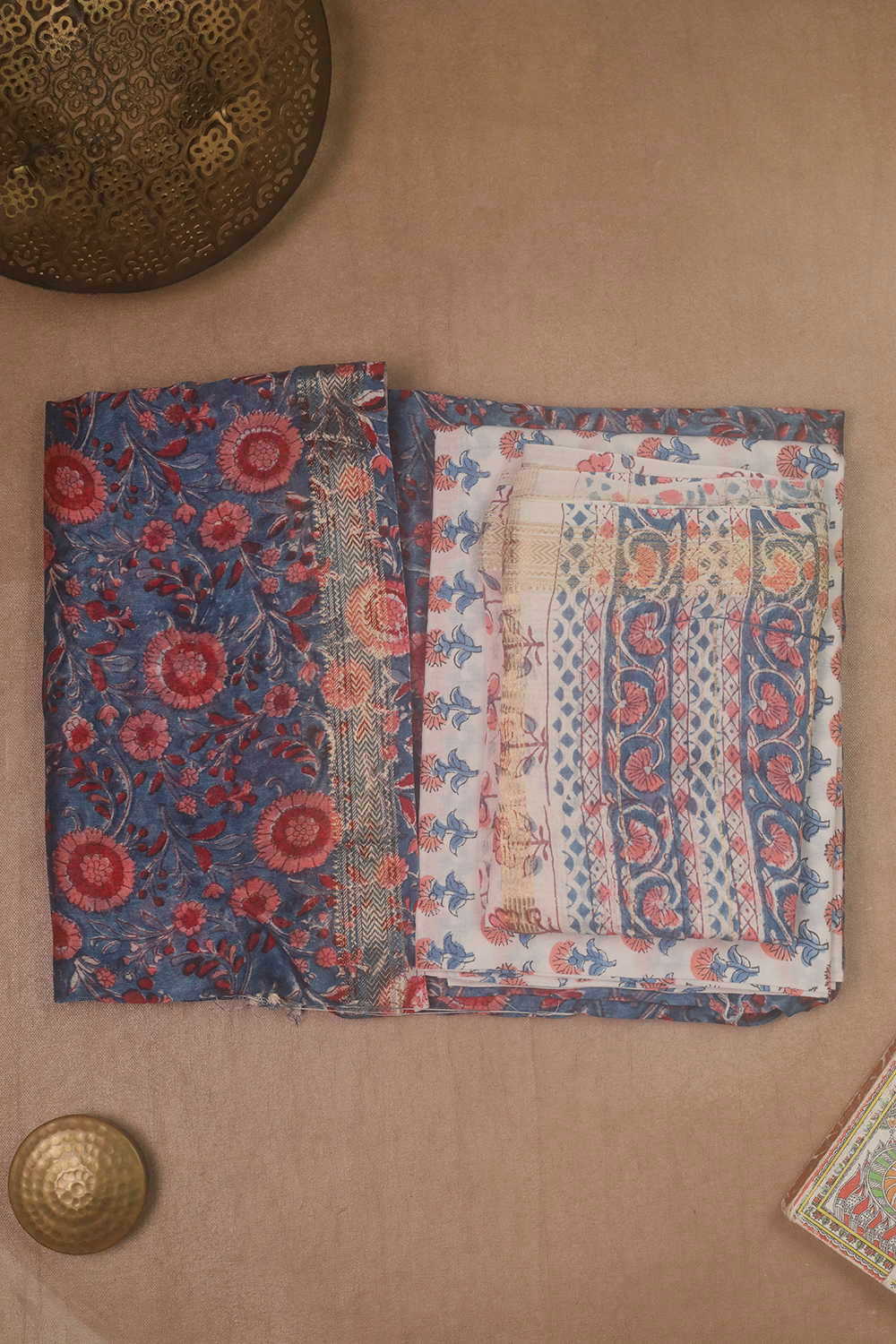 Floral Garden - Blue Maheshwari Silk Cotton Suit - Image 2