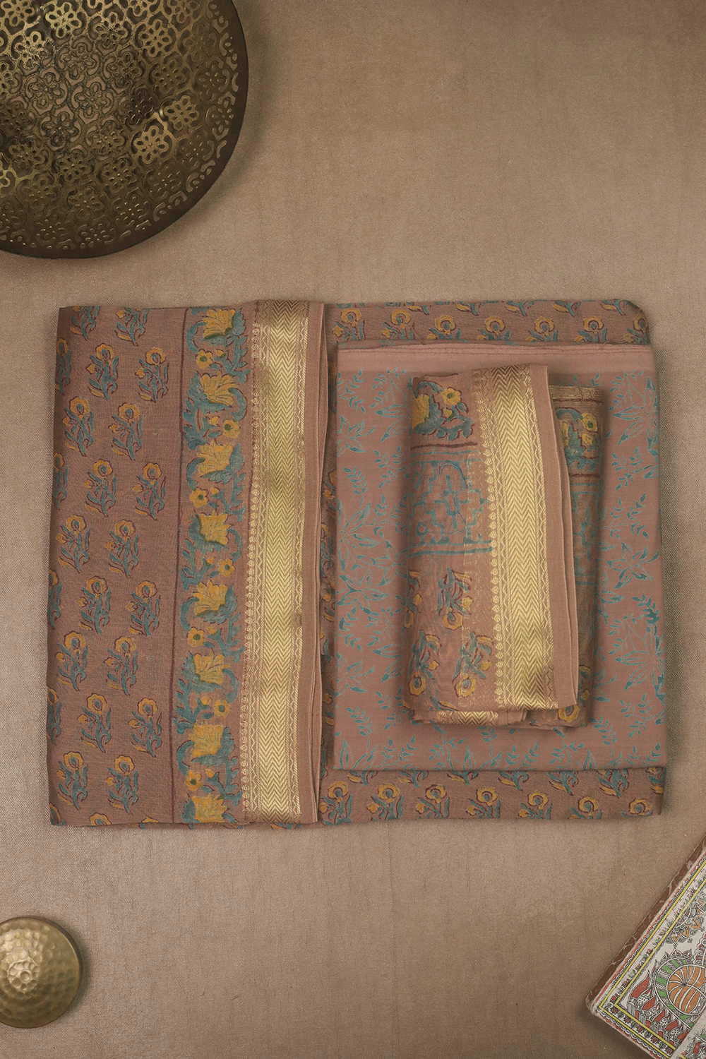 Rust Brown Maheshwari Silk Cotton Suit