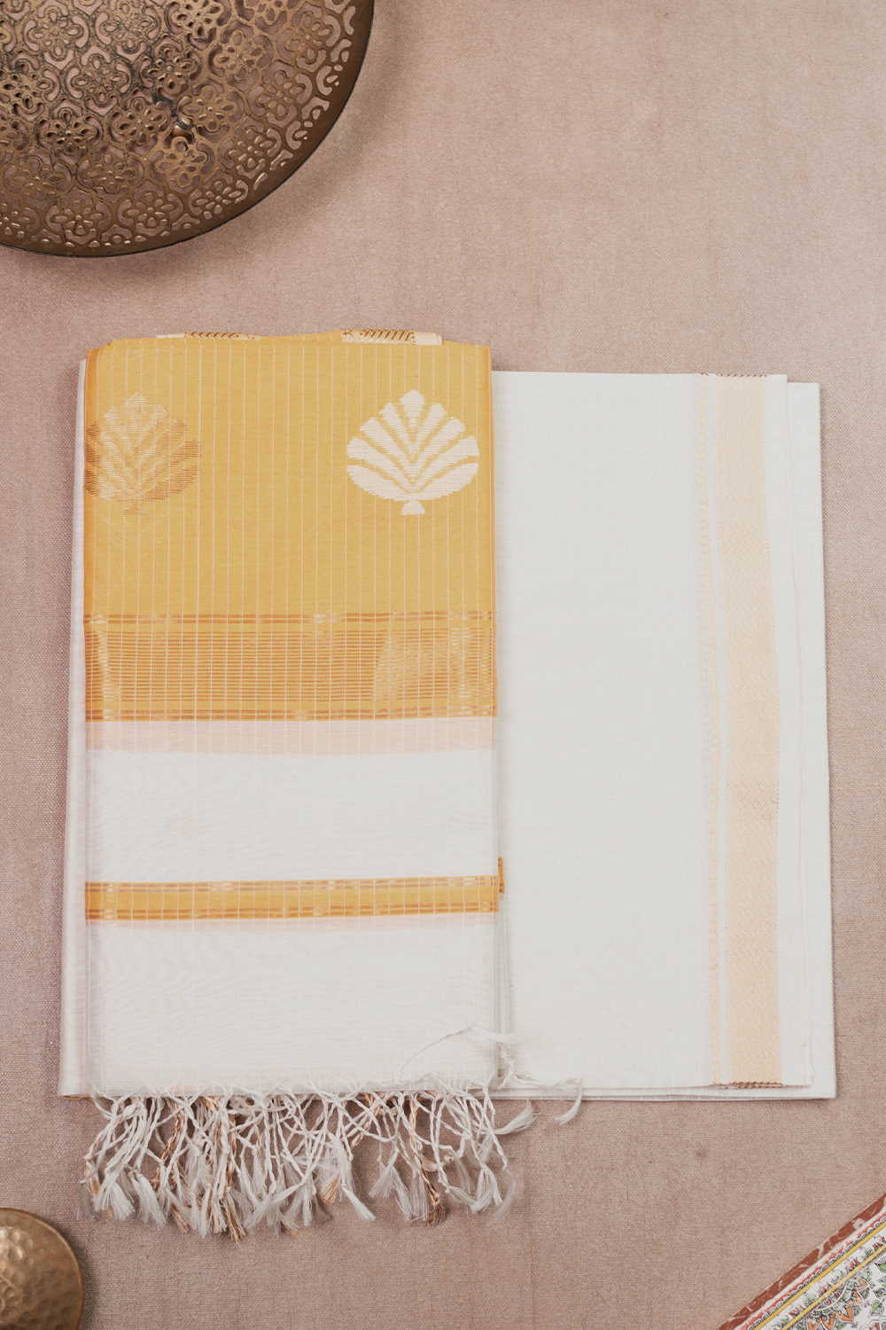 Off-White Maheshwari Silk Cotton Suit