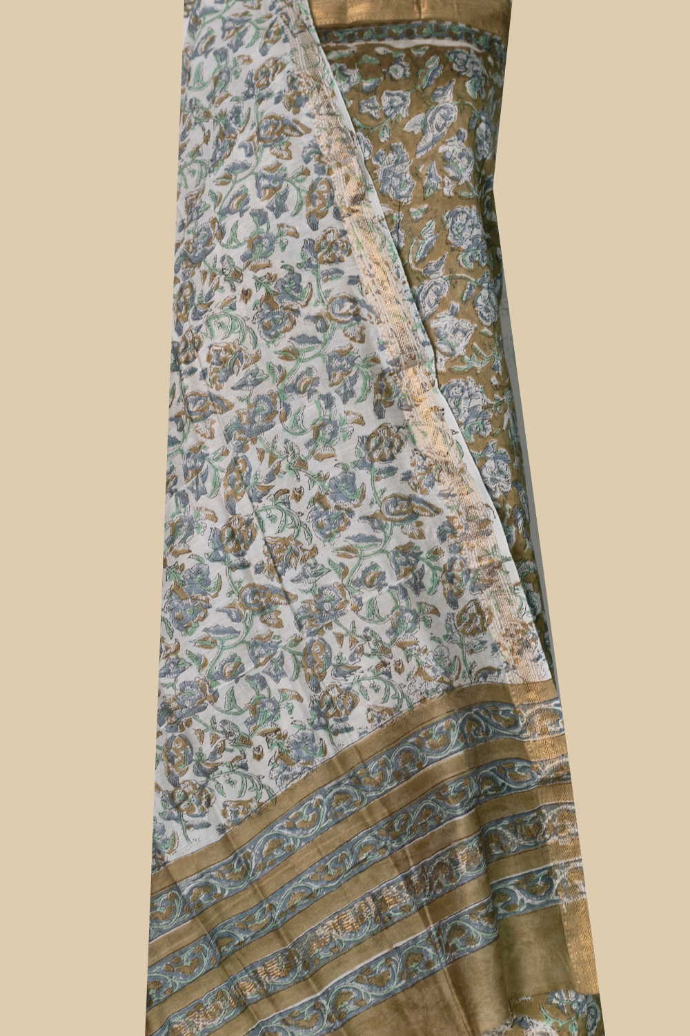 Deep Yellow Maheshwari Silk Cotton Suit - Image 2