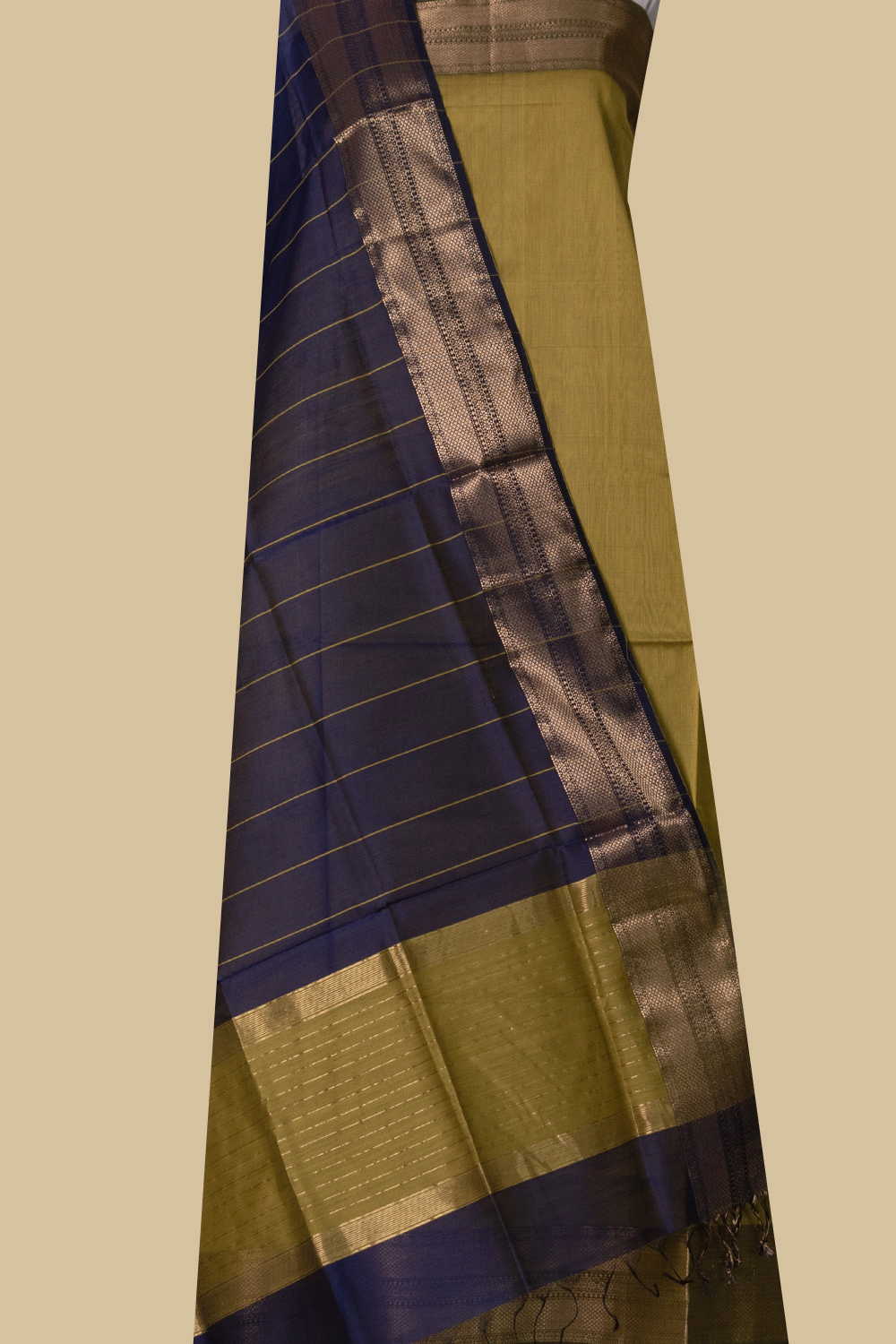 Yellow-Green Maheshwari Silk Cotton Top & Dupatta - Image 2
