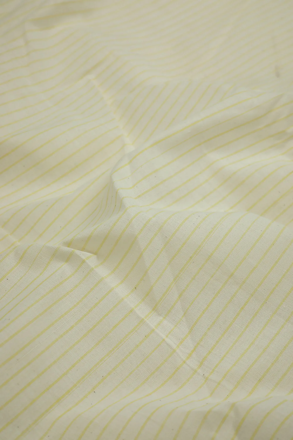 Yellow Stripe on Cream Mangalagiri Cotton Fabric - Image 3