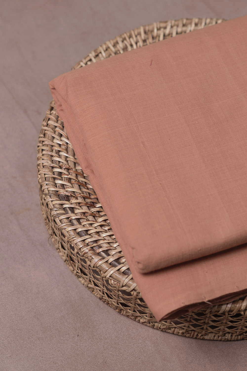 Plain Beige Handwoven Cotton Fabric