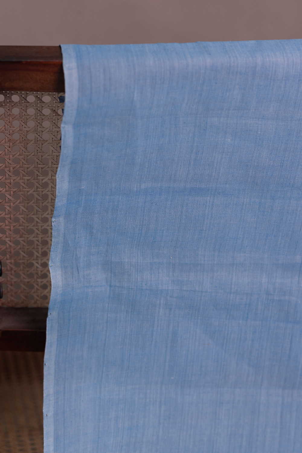 Creamy Blue Mangalagiri Cotton Fabric - Image 2