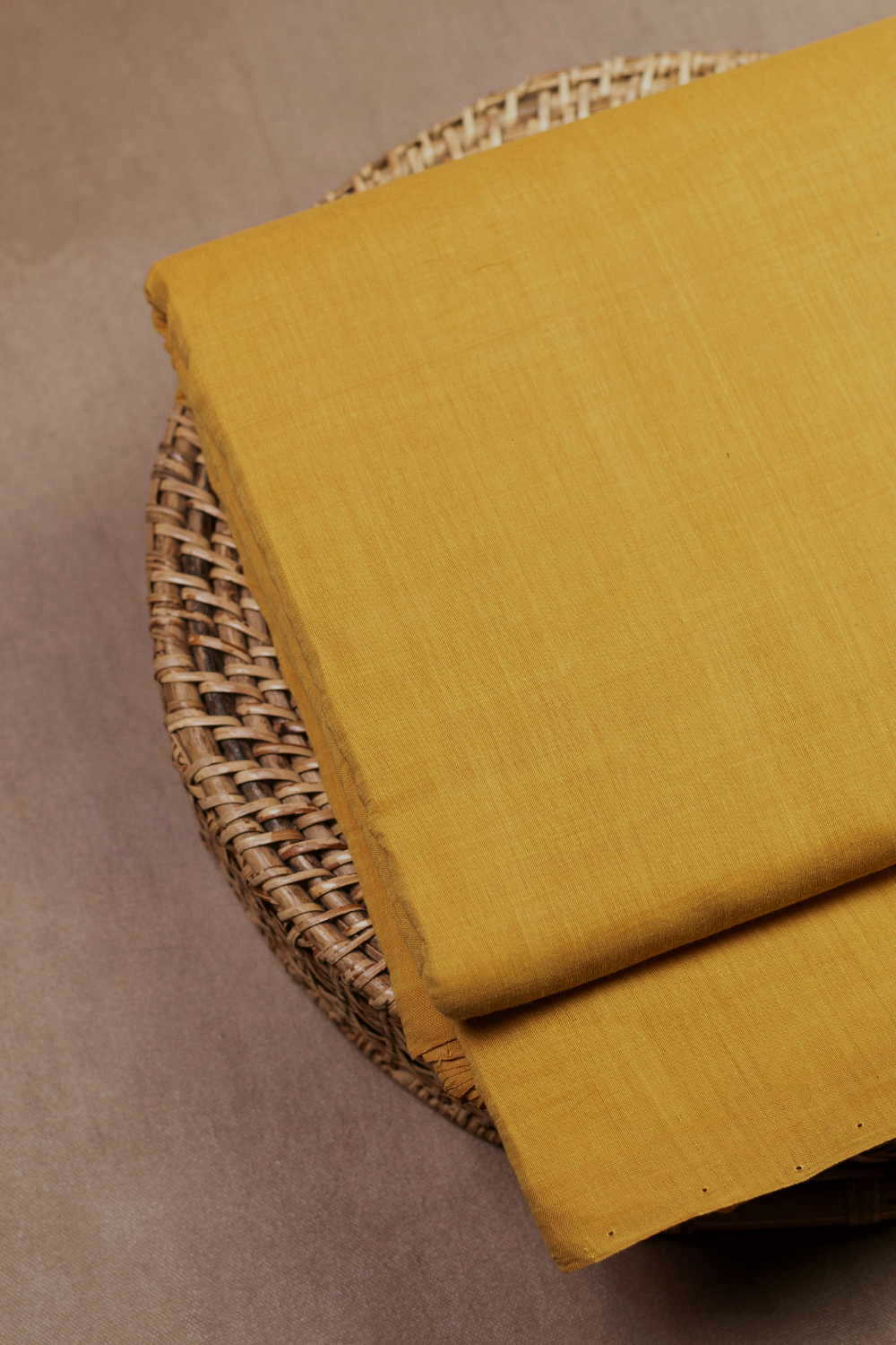 Plain Dark Yellow Mangalagiri Cotton Fabric
