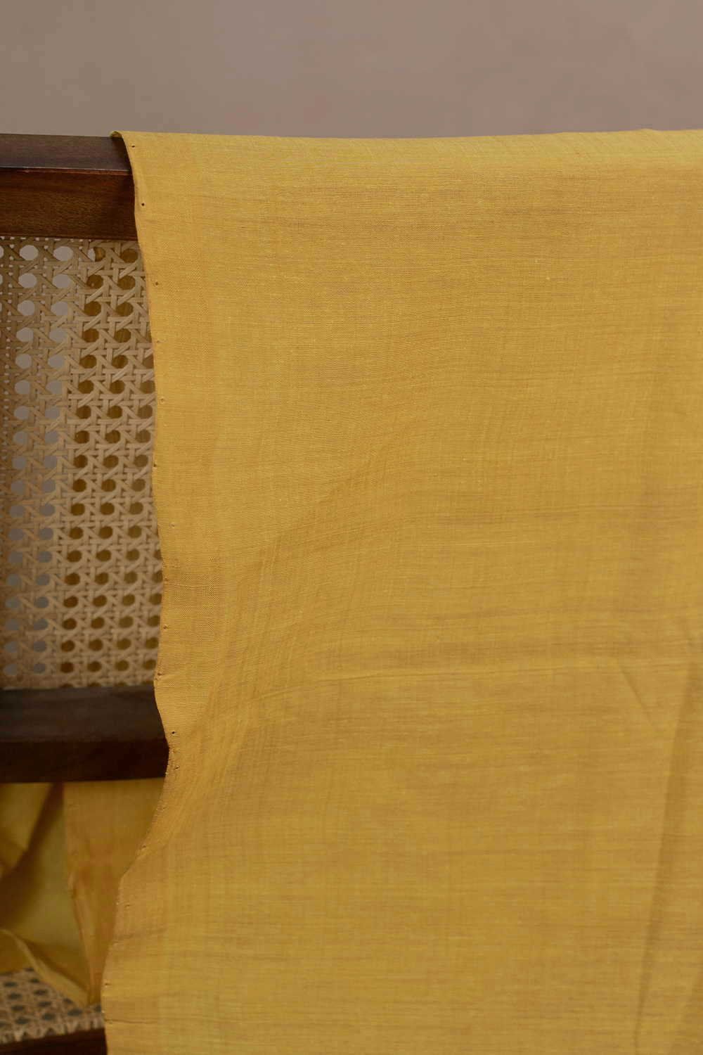 Plain Dark Yellow Mangalagiri Cotton Fabric - Image 2