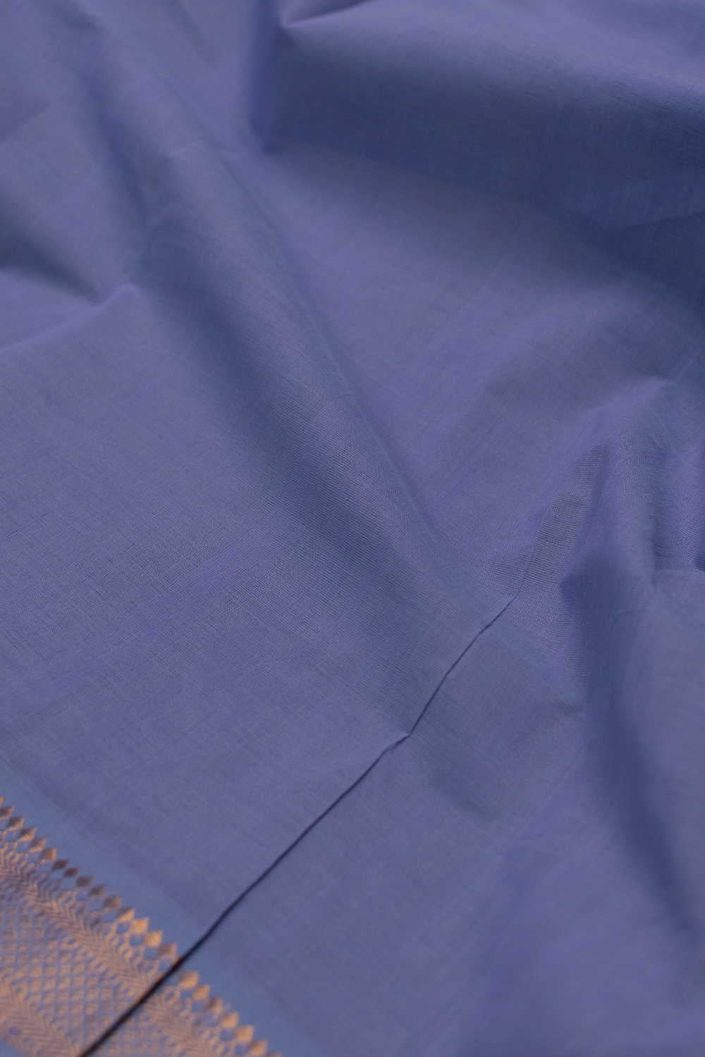 Dusky Blue Bordered Mangalagiri Cotton Fabric - Image 2