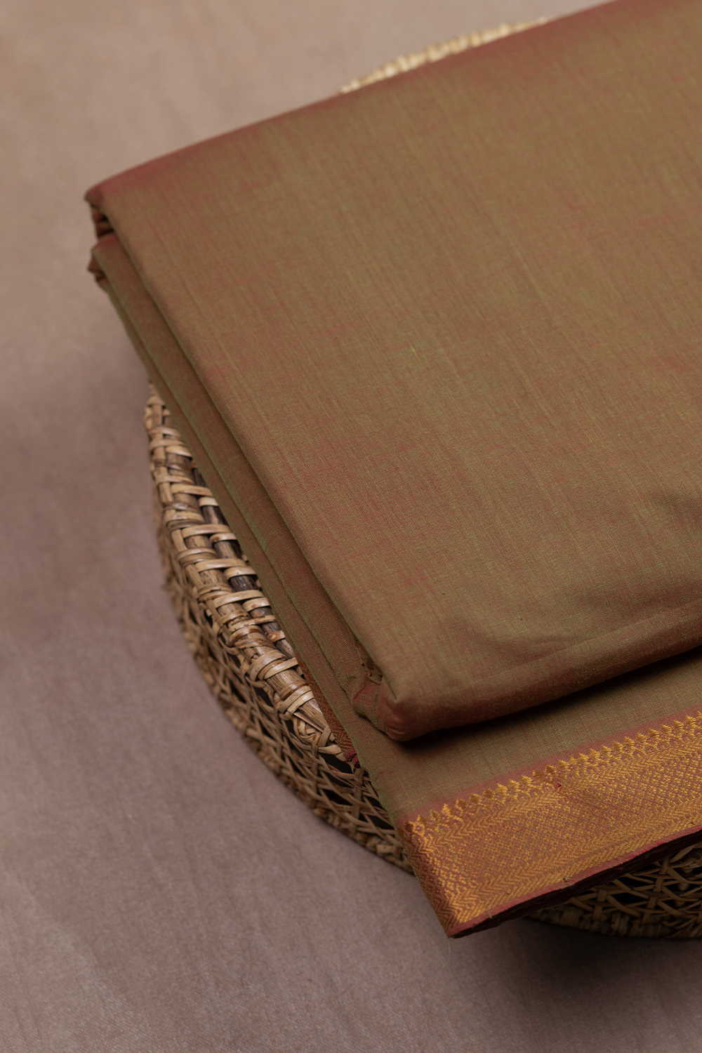 Dual Shaded Yellow with Maroon Mangalagiri Border Fabric