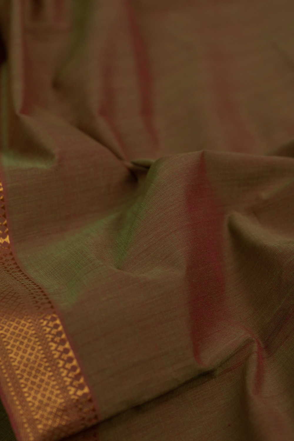 Dual Shaded Yellow with Maroon Mangalagiri Border Fabric - Image 3
