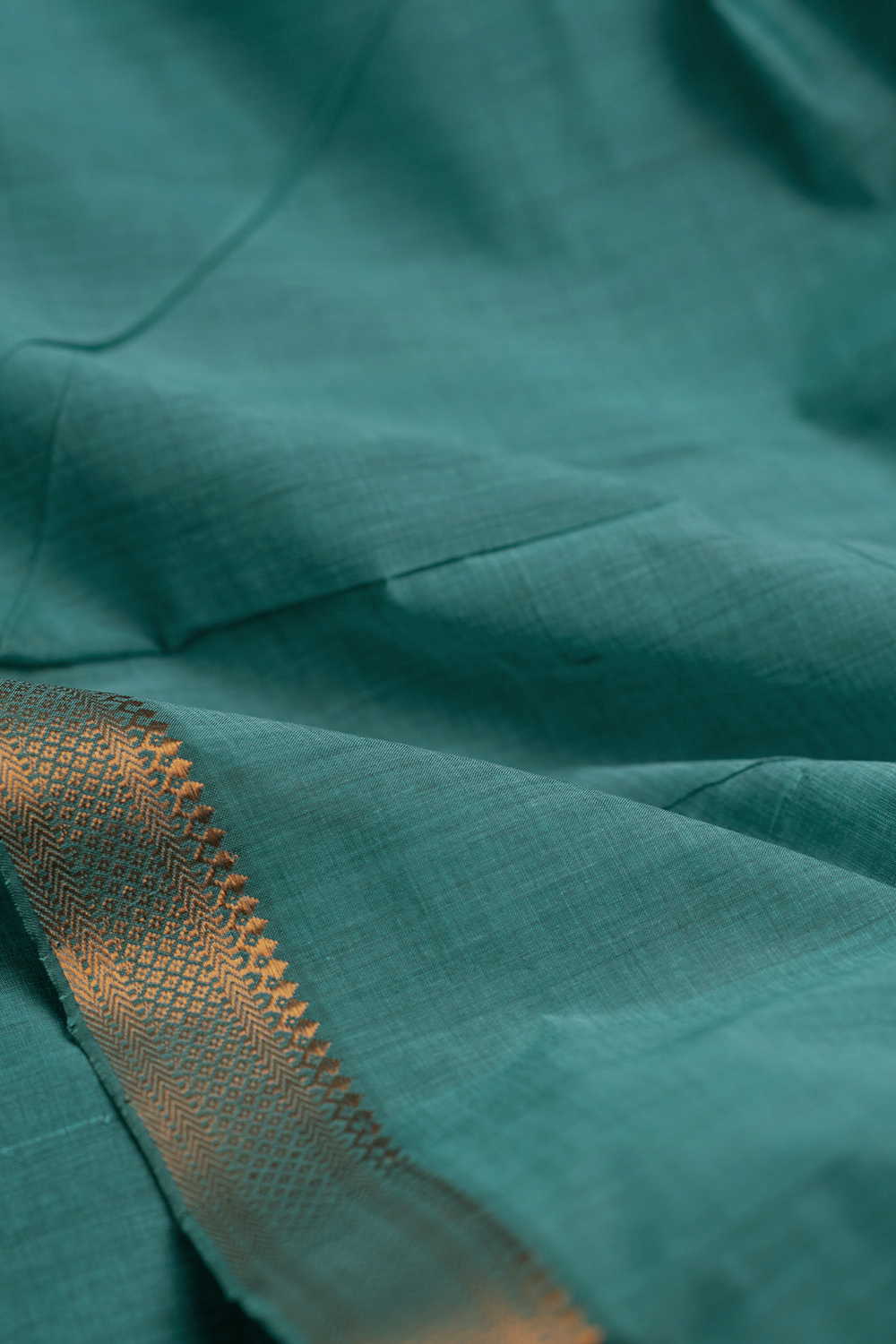 Seaform Green Mangalagiri Border Cotton Fabric - Image 3
