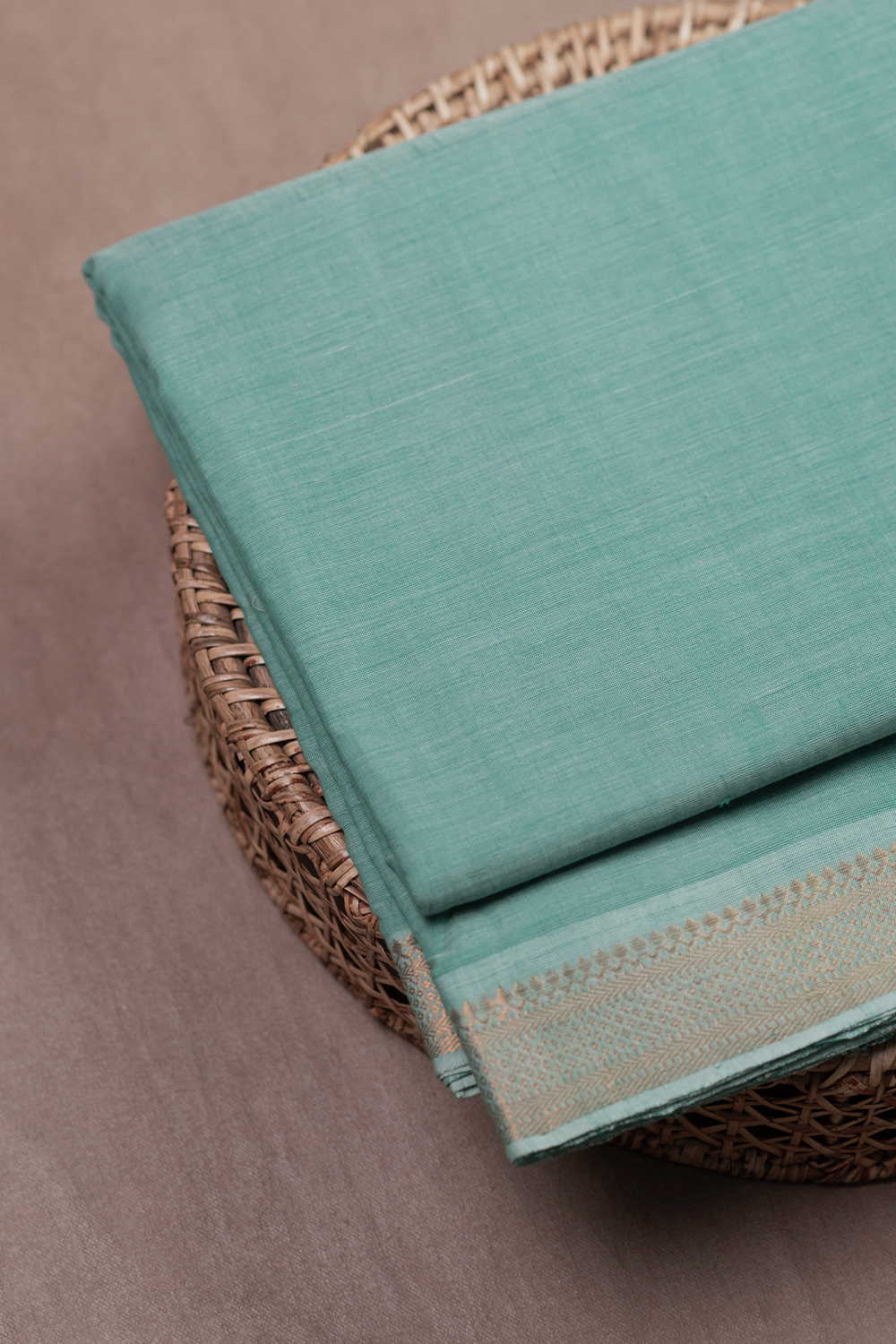Mint Green Mangalagiri Border Cotton Fabric