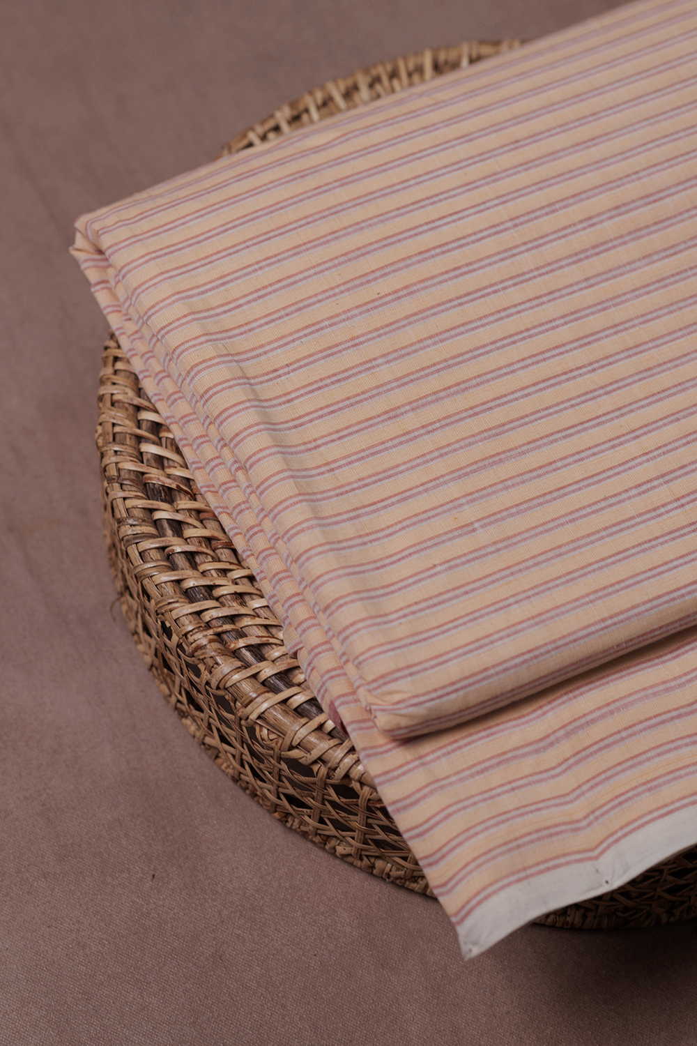 Stripe Pattern Handwoven Cotton Fabric - Image 3