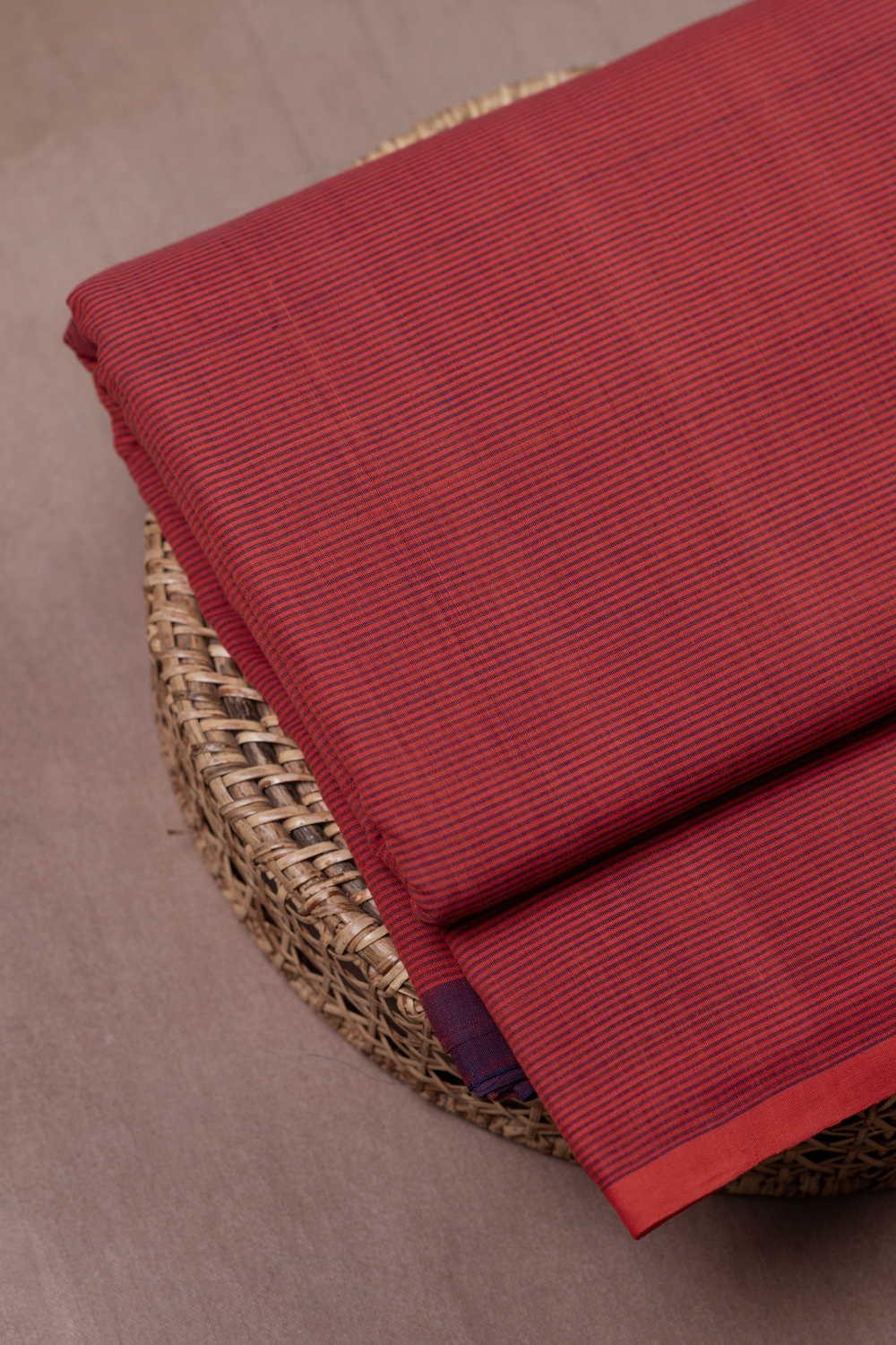 Purple Stripe on Red Mangalagiri Cotton Fabric