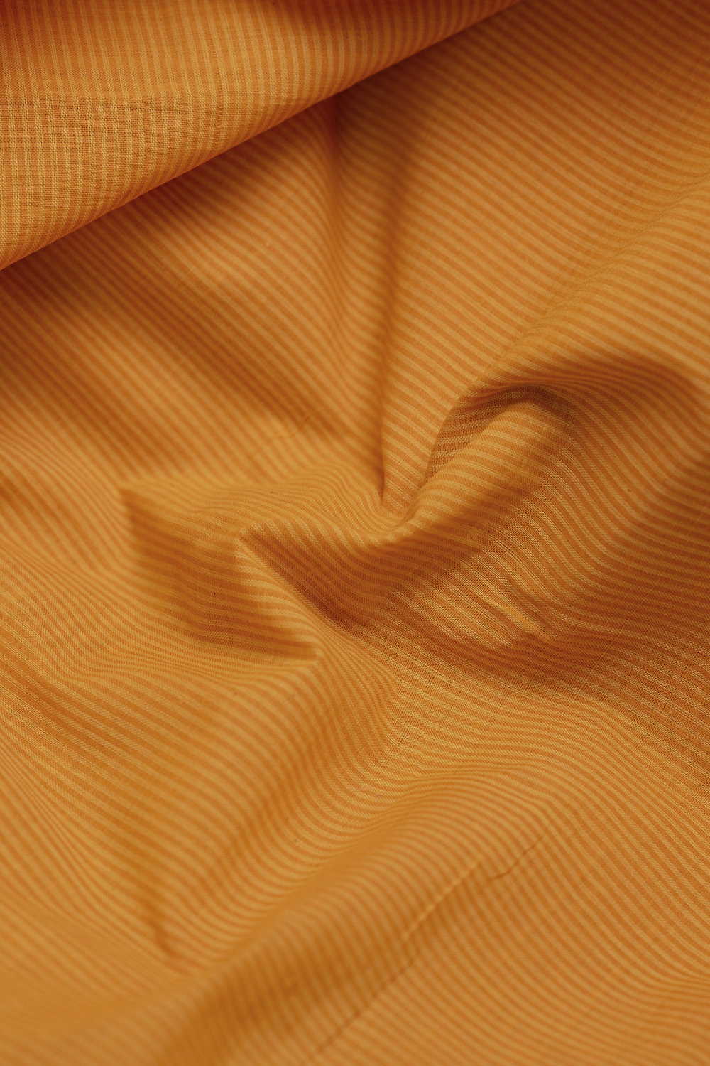 Stripes On Deep Yellow Mangalagiri Cotton Fabric - Image 3
