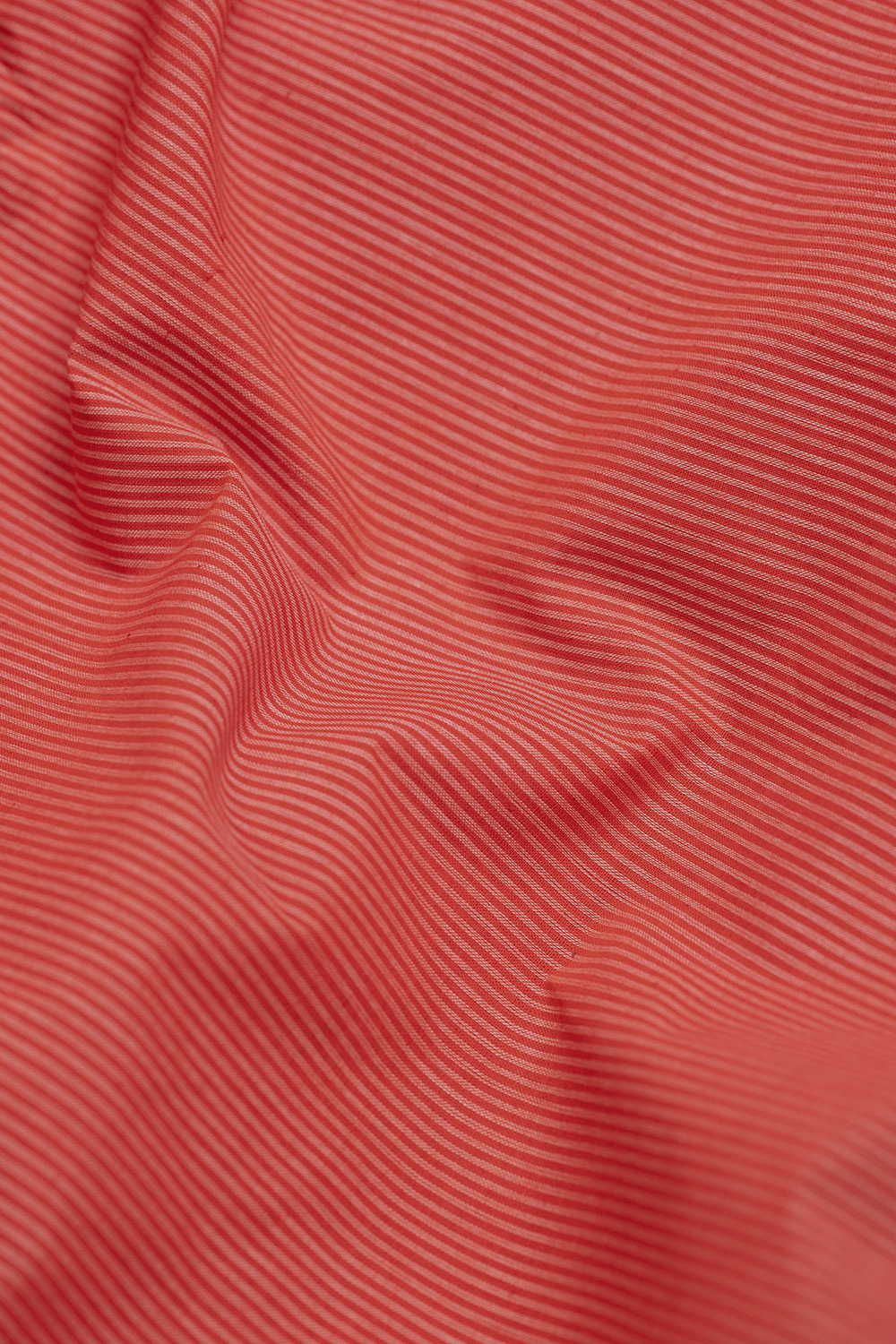 Dark reddish orange Stripe Mangalagiri Cotton Fabric - Image 3