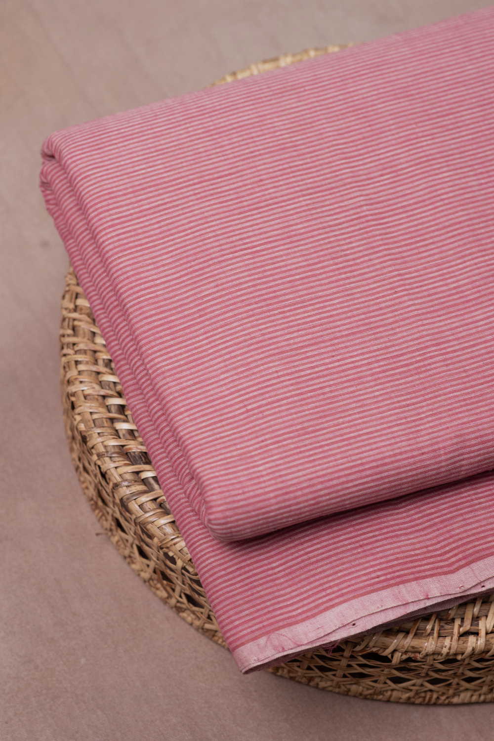 Stripe - Muted Pink Mangalagiri Cotton Fabric