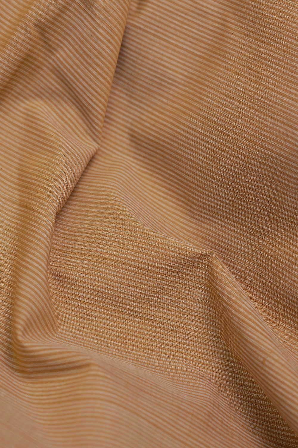 Stripes on Mustard Brown Mangalagiri Cotton Fabric - Image 3
