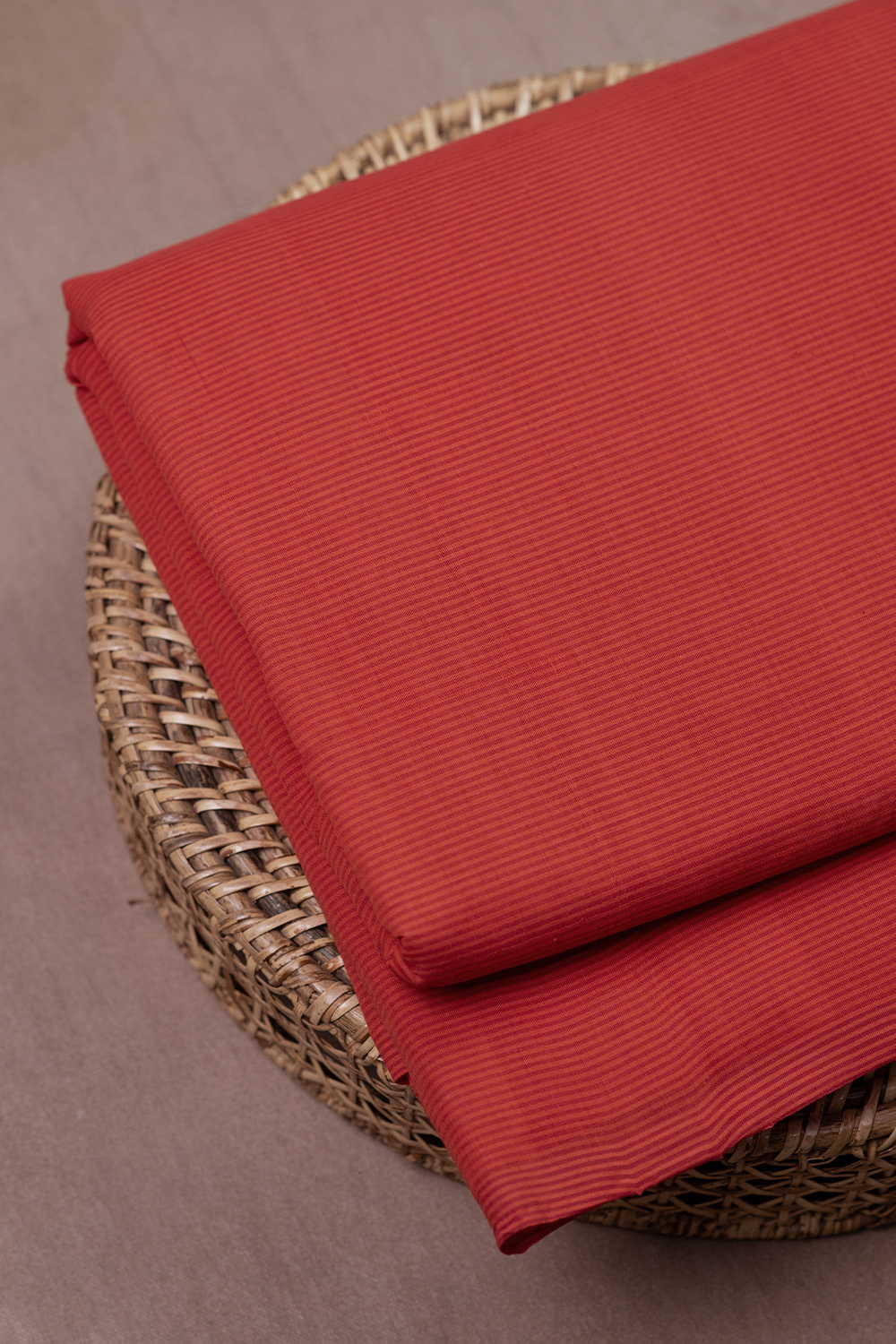 Brighter Red - Stripe Mangalagiri Cotton Fabric