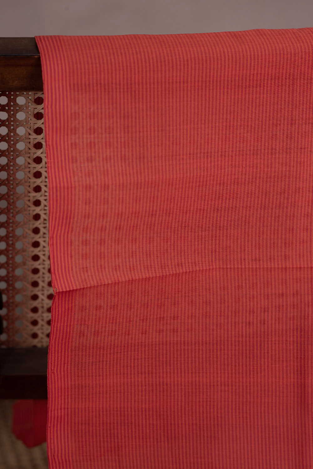 Brighter Red - Stripe Mangalagiri Cotton Fabric - Image 2