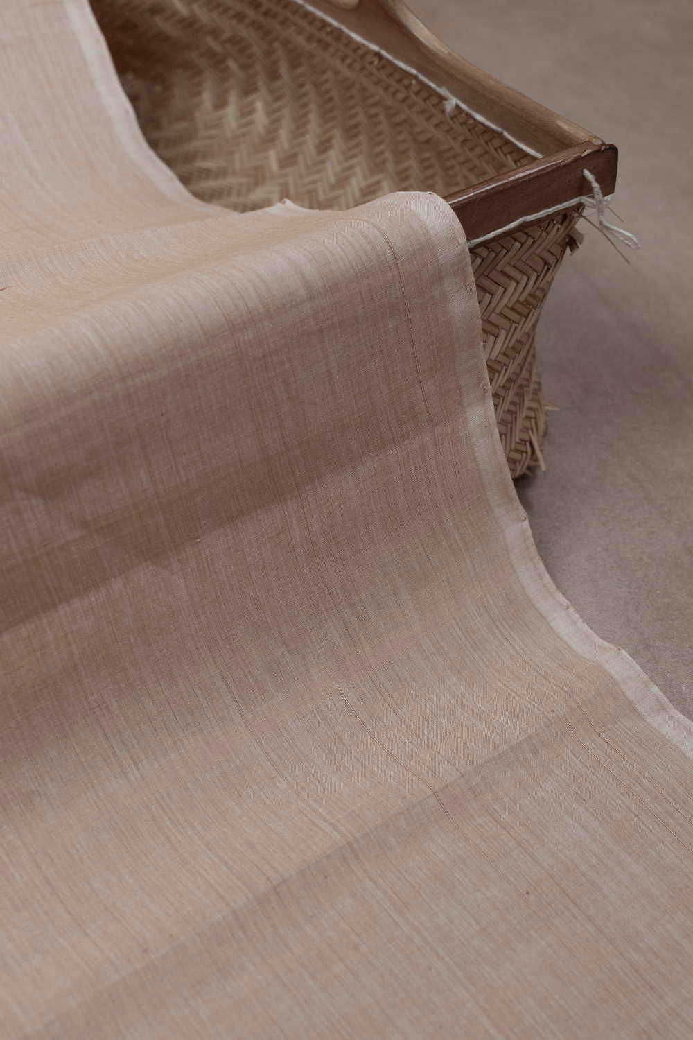 Light Beige Mangalagiri Cotton Fabric - Image 2