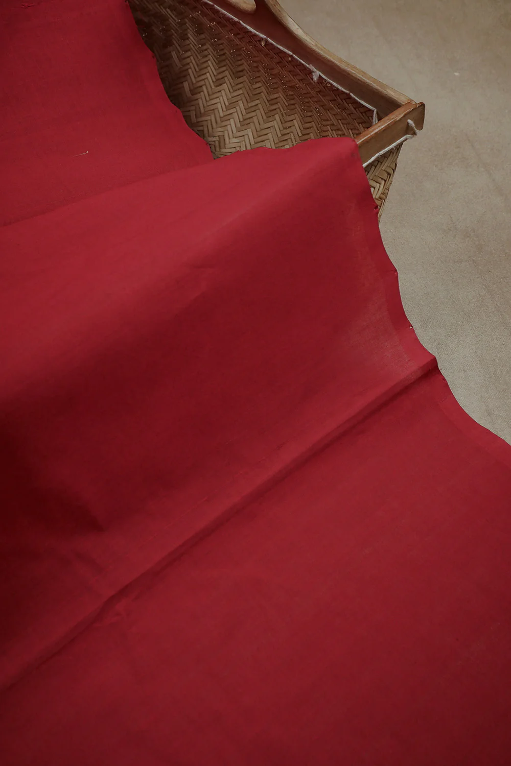 Traditional Red Mangalagiri Cotton Fabric - Image 3