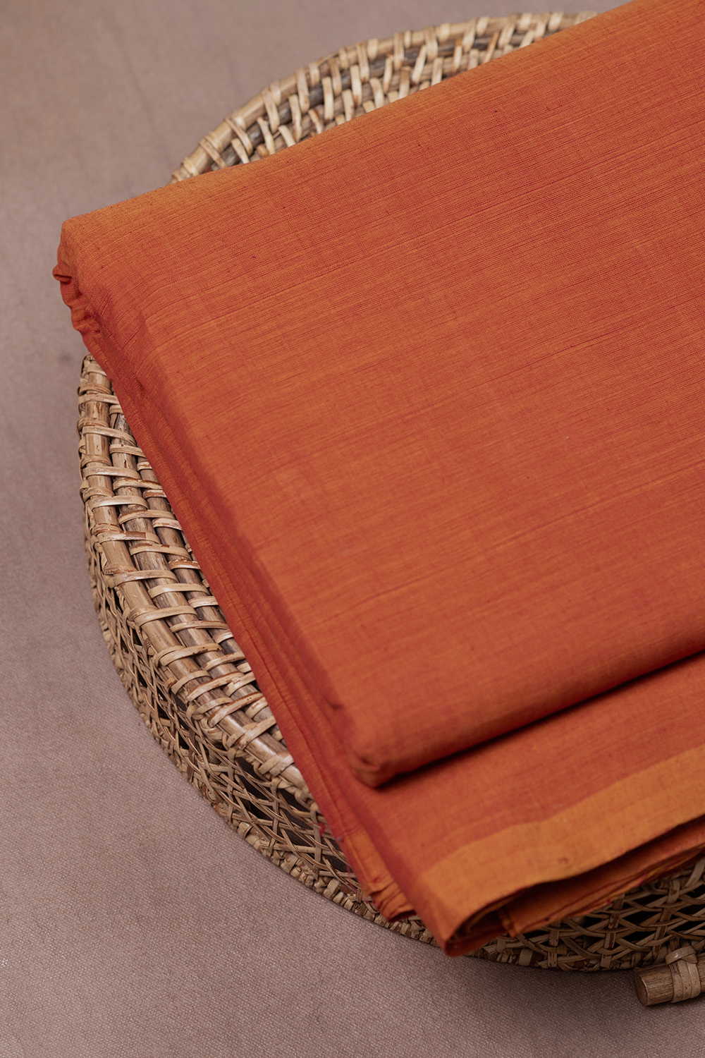 Dark Orange Mangalagiri Cotton Fabric