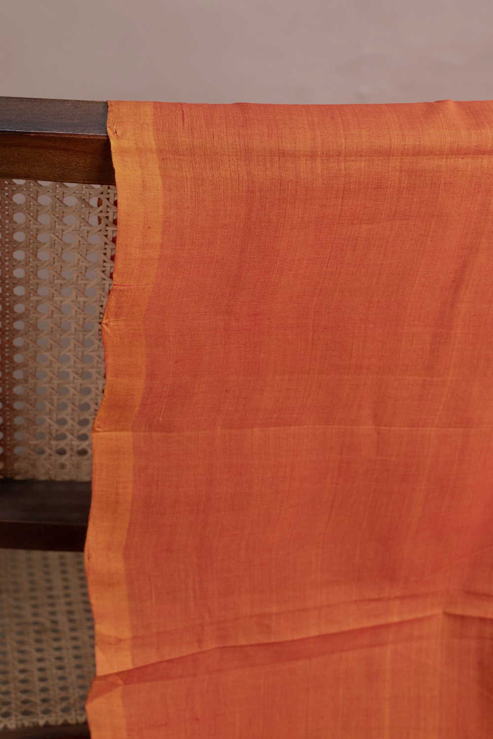 Dark Orange Mangalagiri Cotton Fabric - Image 2