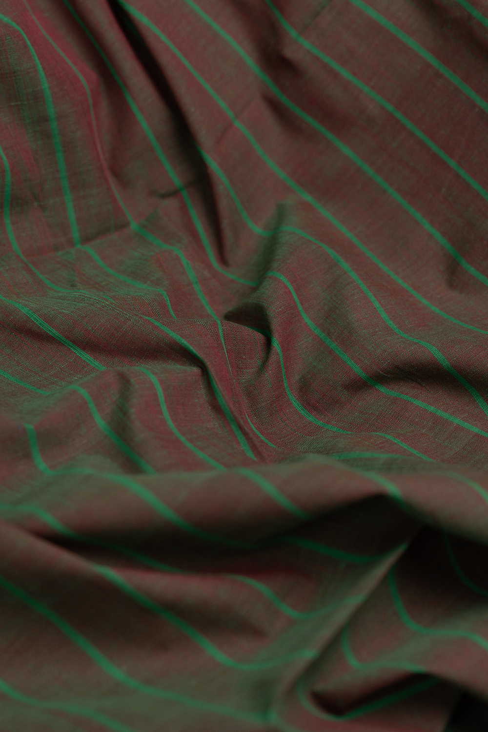 Green Striped Mangalagiri Cotton Fabric - Image 3