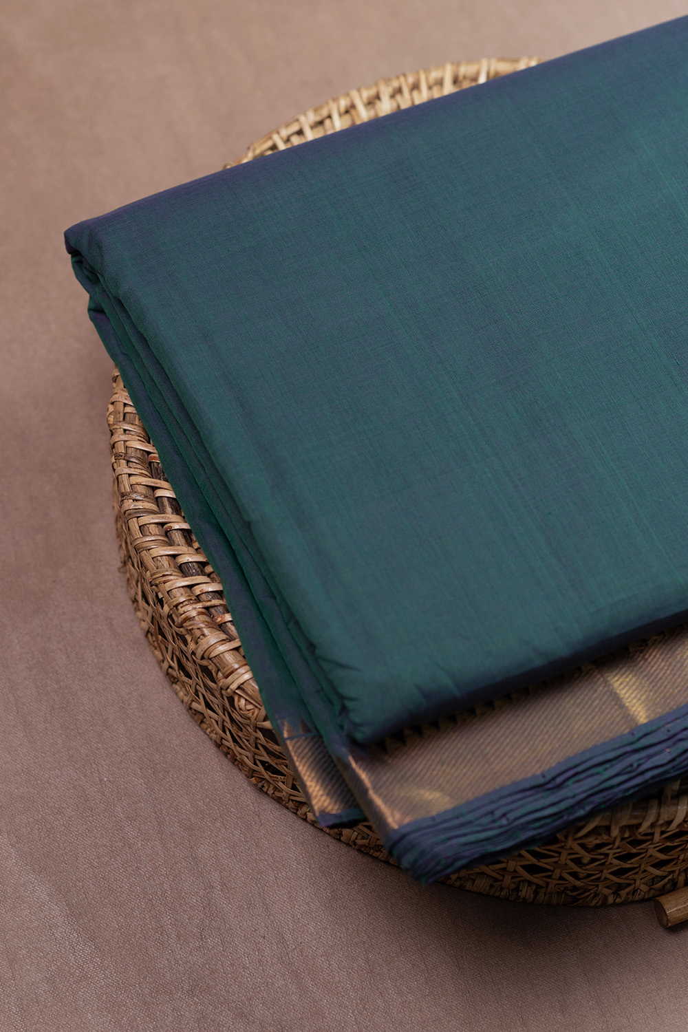 Twin Shaded Green Mangalagiri Border Cotton Fabric