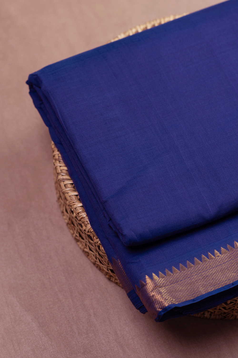Golden Zari Border Mangalagiri Cotton Fabric