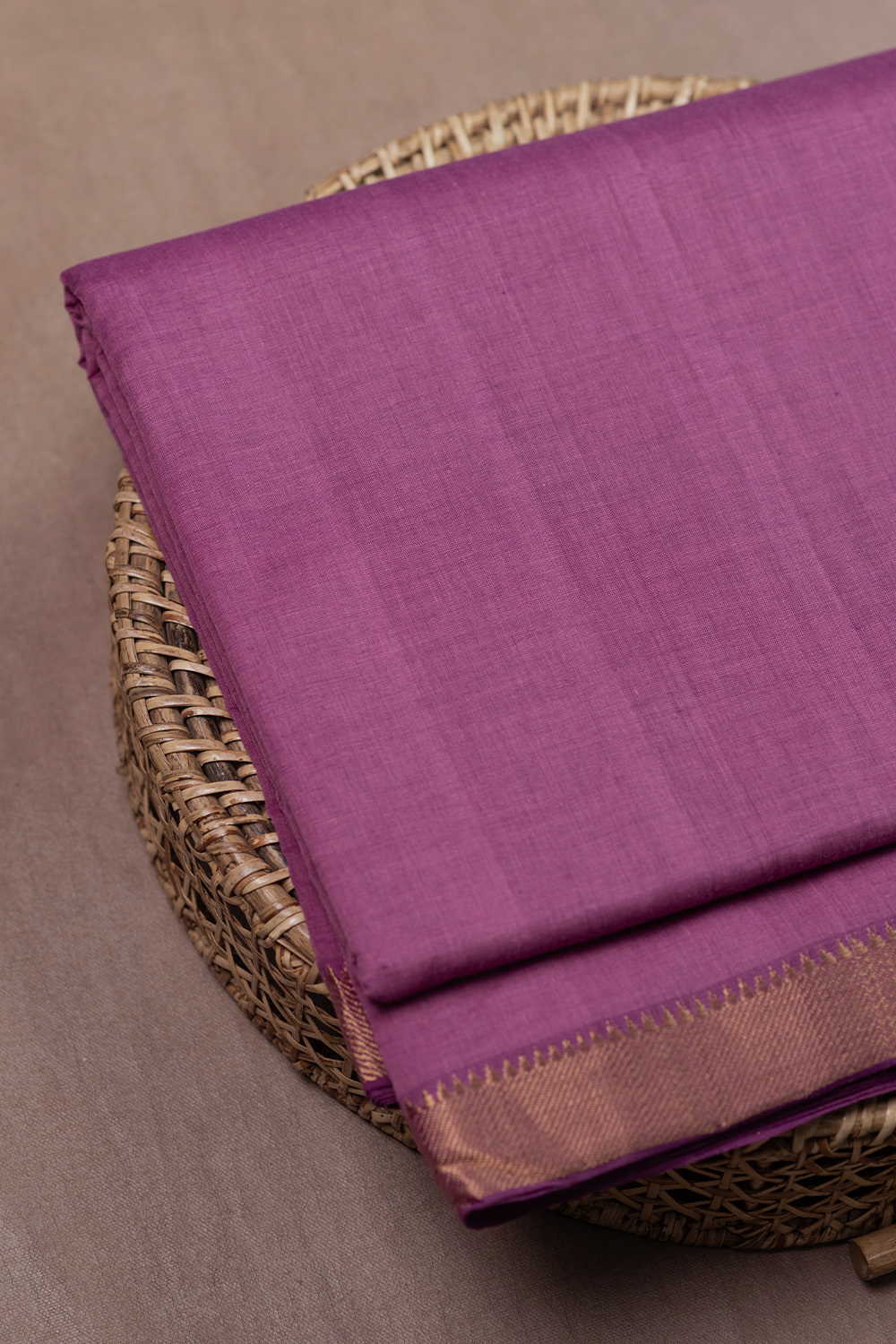 Onion Pink Mangalagiri Border Cotton Fabric