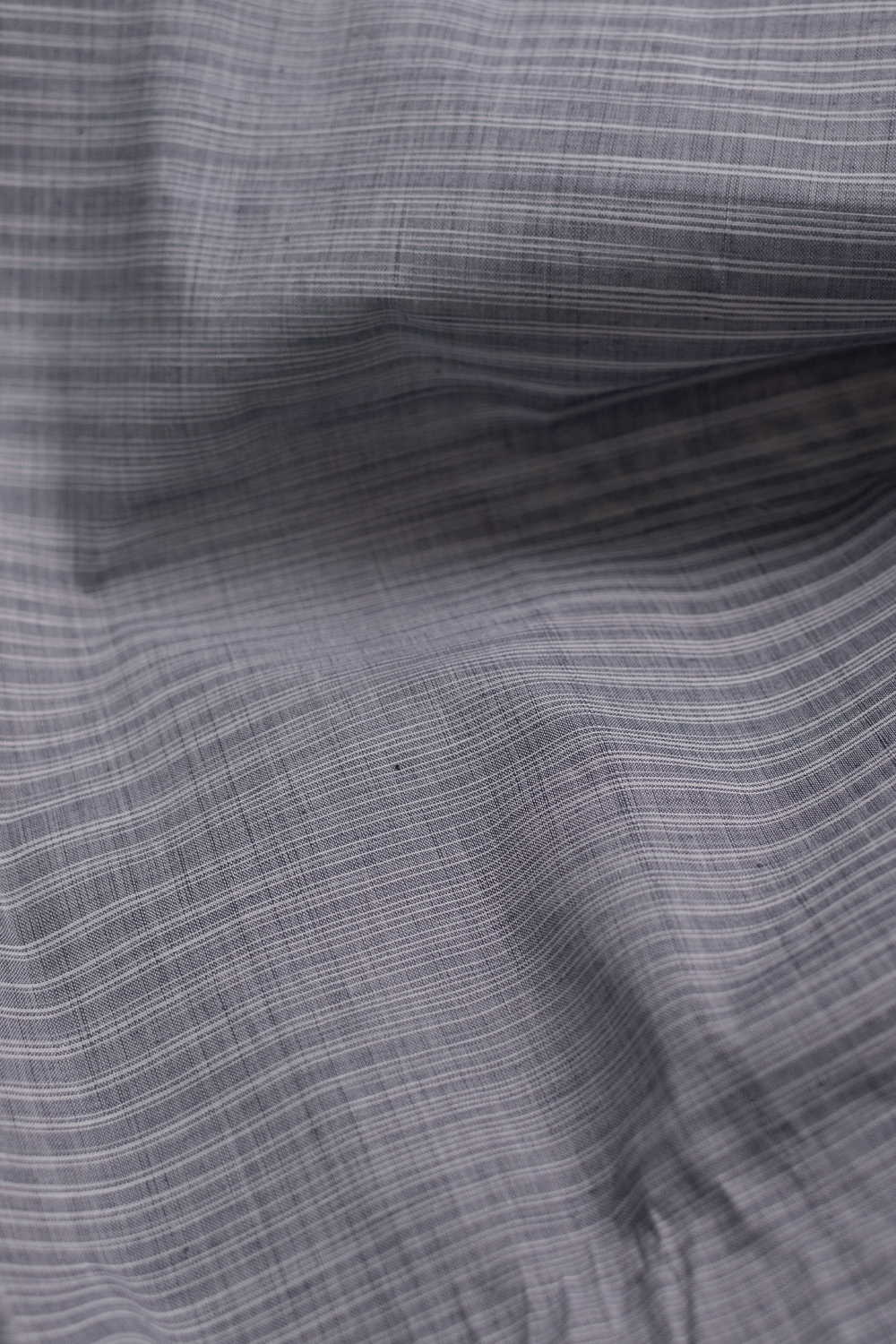 Cream Stripes on Grey Mangalagiri Cotton Fabric - Image 3