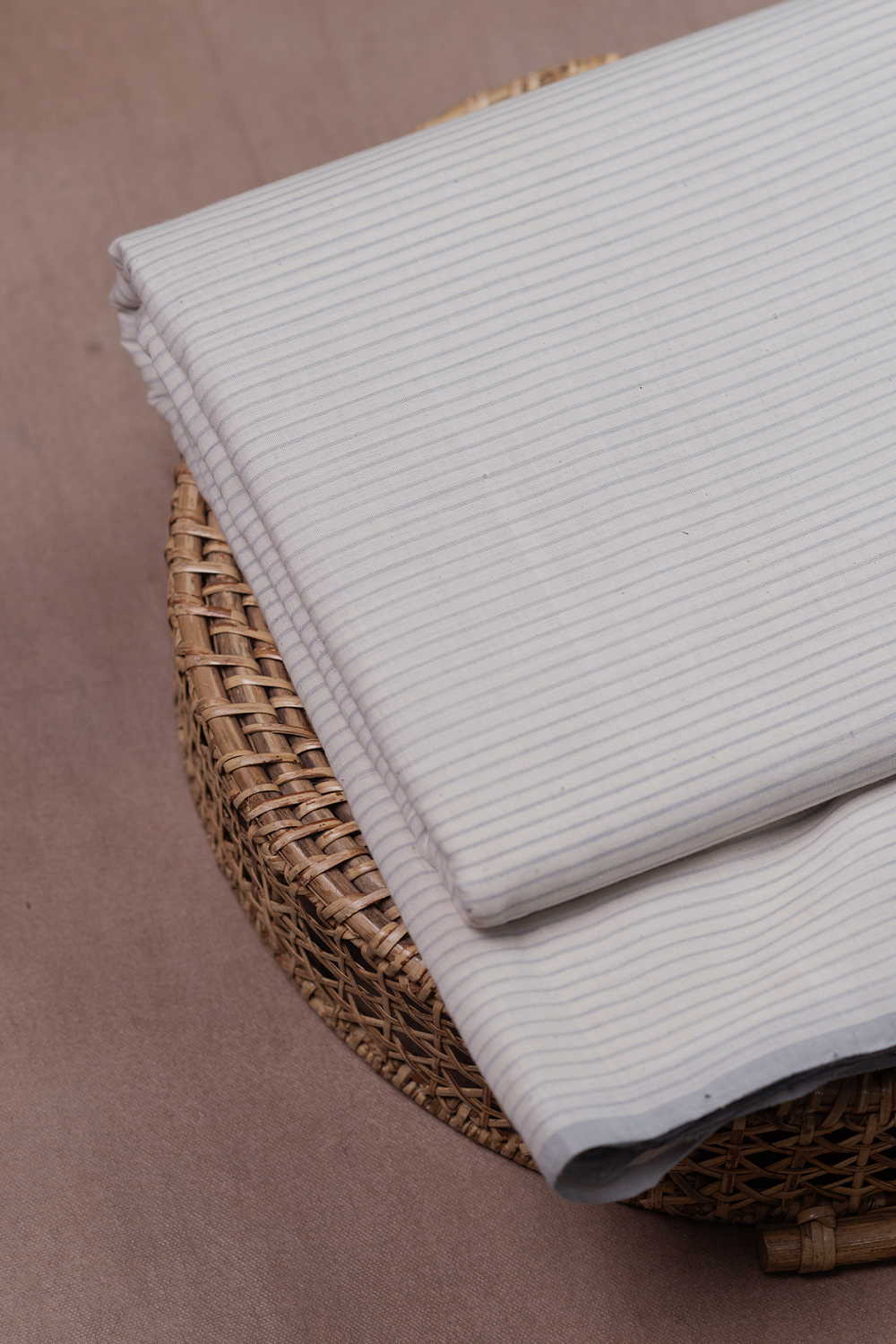 Off-White Stripe Mangalagiri Cotton Fabric