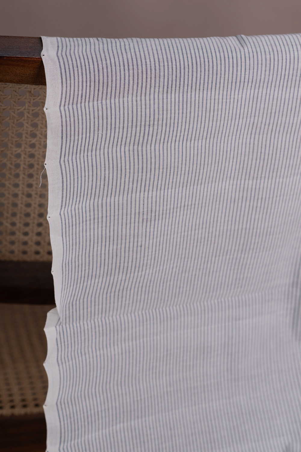 Grey Stripe Mangalagiri Cotton Fabric - Image 3