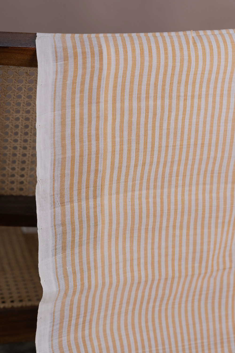 Yellow & Cream Stripe Mangalagiri Cotton Fabric - Image 2
