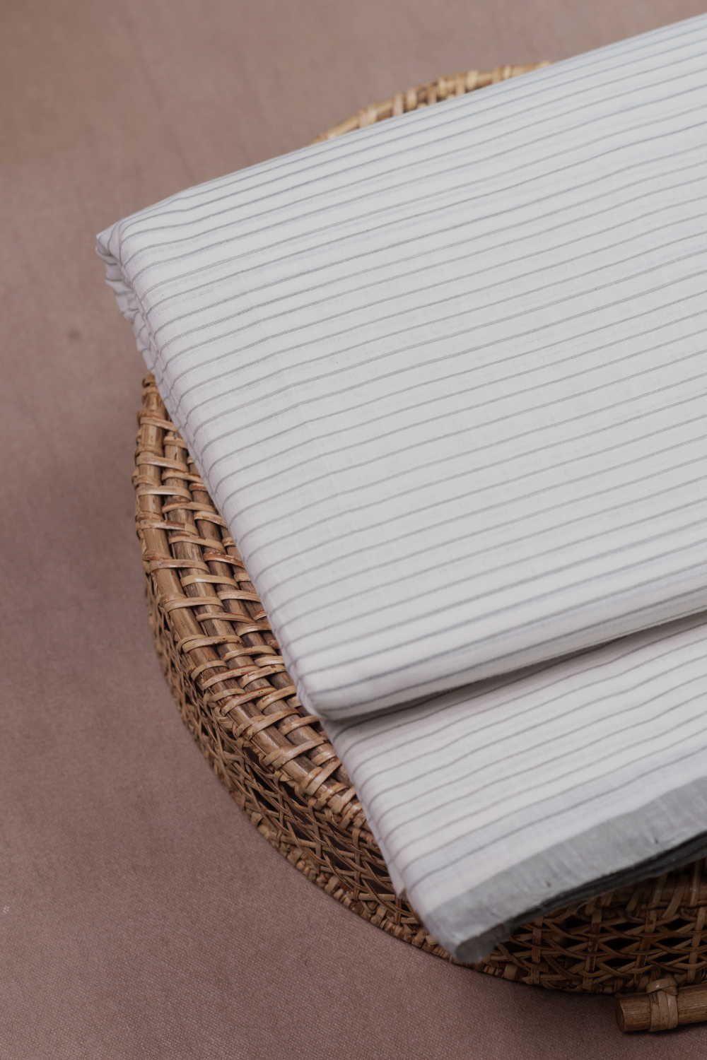 Off-White with Stripe Mangalagiri Cotton Fabric