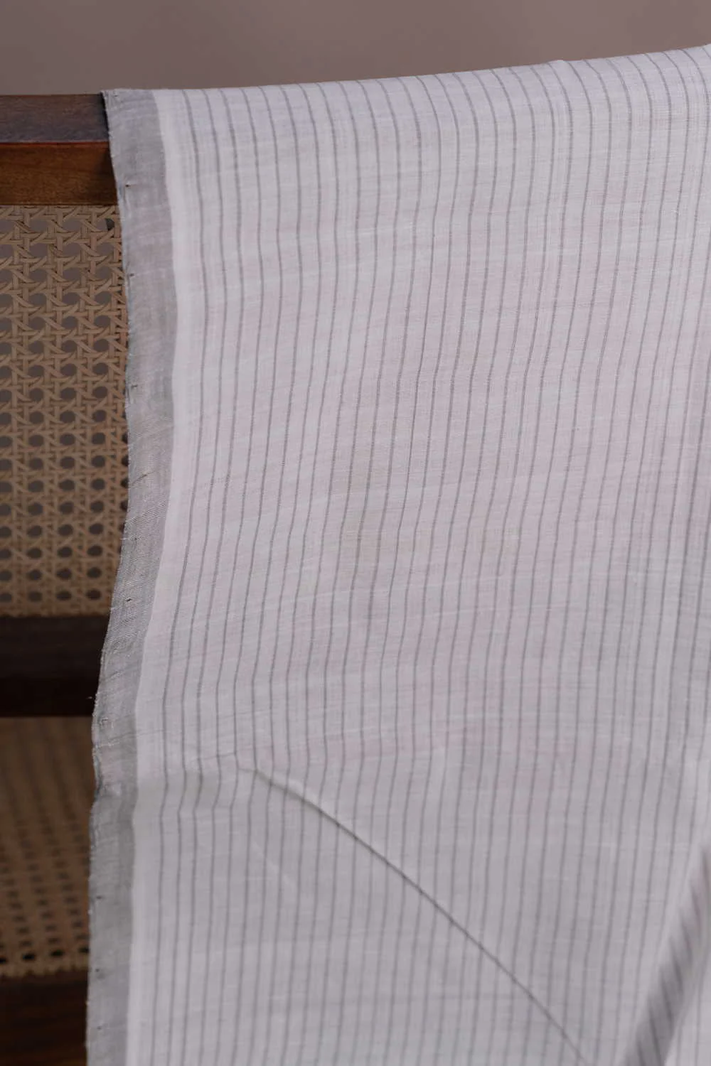Off-White with Stripe Mangalagiri Cotton Fabric - Image 2
