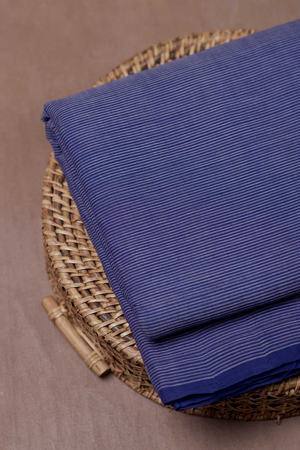 Striped Violet Mangalagiri Cotton Fabric