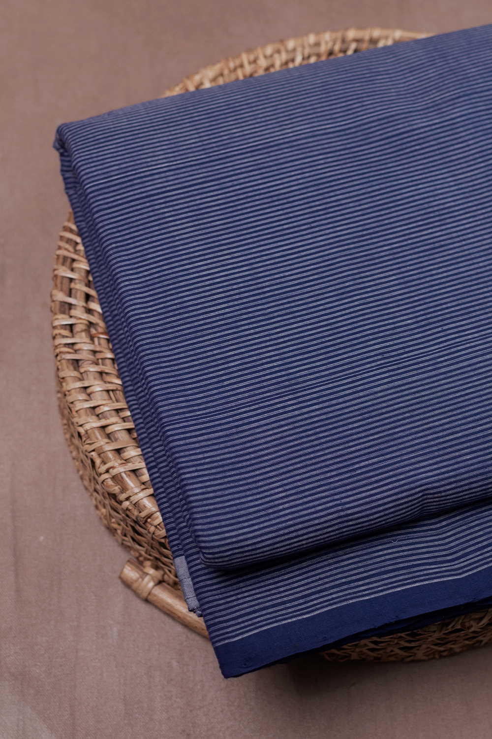 Striped Blue Mangalagiri Cotton Fabric