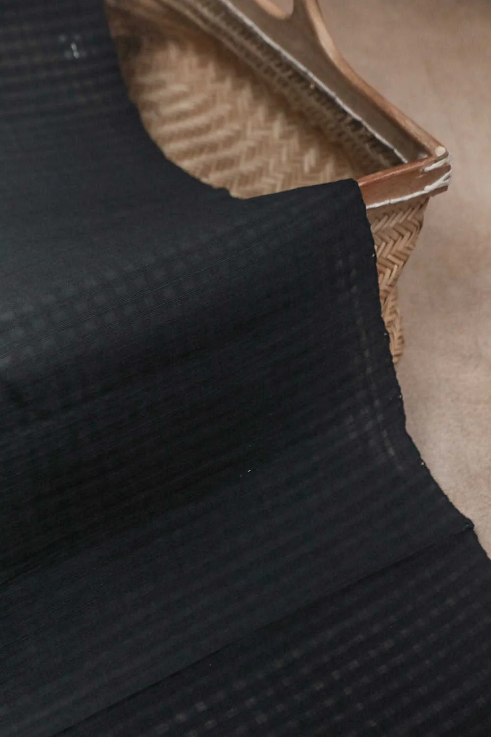 Pitch Black Mangalagiri Boddu Checks Cotton Fabric